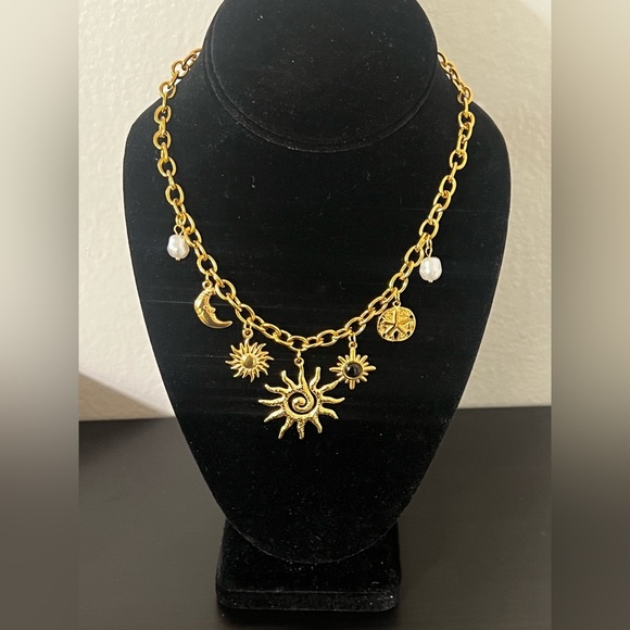 ✨ Gold Plated Sun & Moon Charm Necklace✨ - Picture 3 of 3